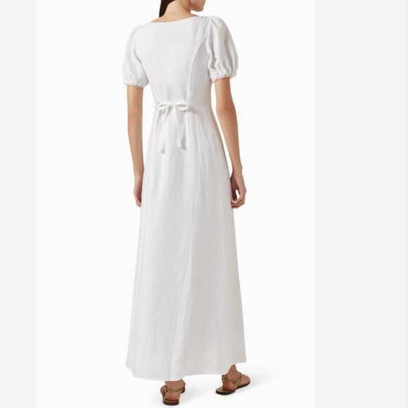 Reformation Cherise Linen Midi Long Dress NWT White Size 6 - Picture 8 of 13